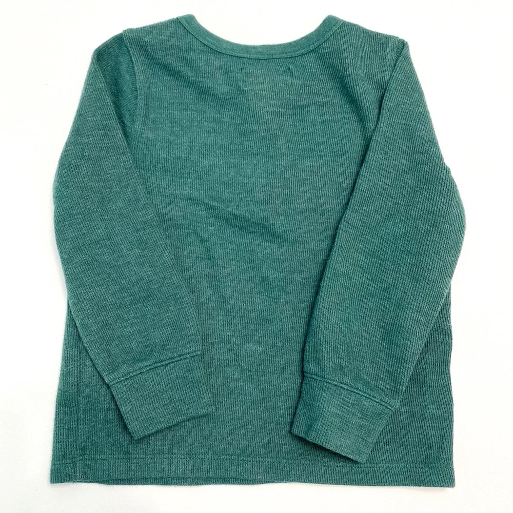 old navy | green ribbed henley long sleeved tee chambray pocket 3t
